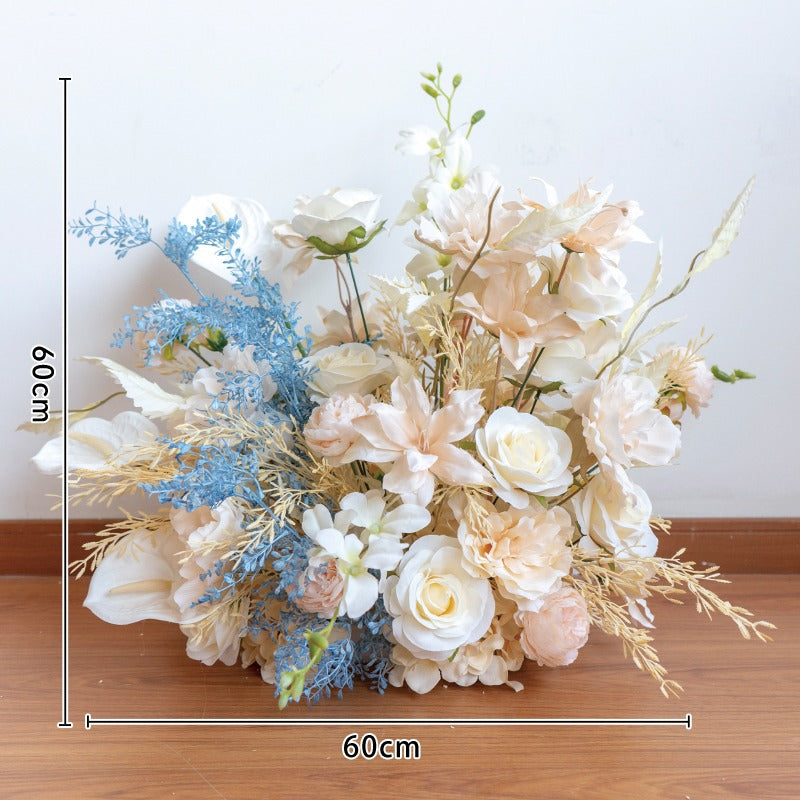 100% handmade, the champagne blue hanging flower set provides a lifelike appearance and is easy to set up.