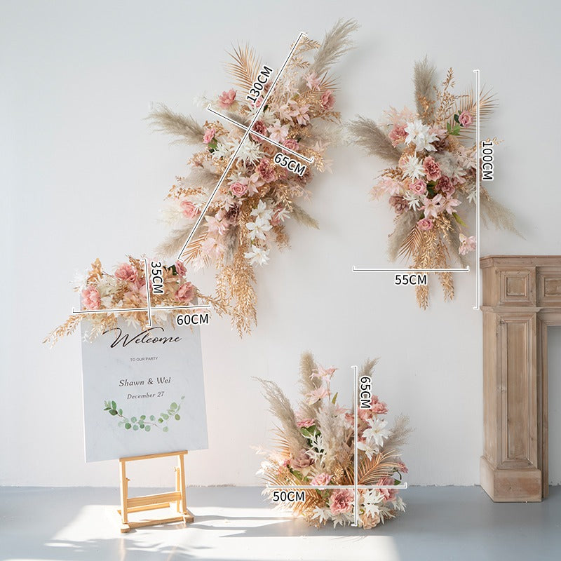 100% handmade, the champagne pink hanging flower set provides a lifelike appearance and is easy to set up.