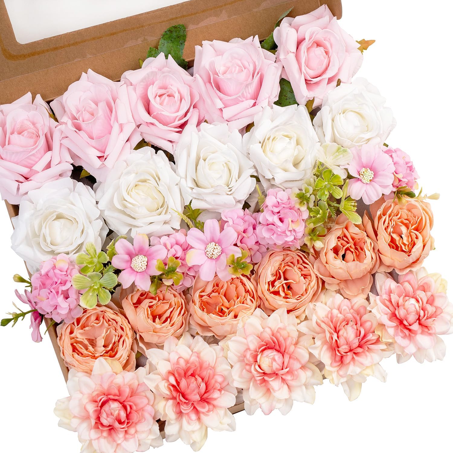 FALSH SALE Set of 6 Boxes Pink White Roses Artificial Flowers for DIY Bridal Bouquet Decoration Table Centerpiece