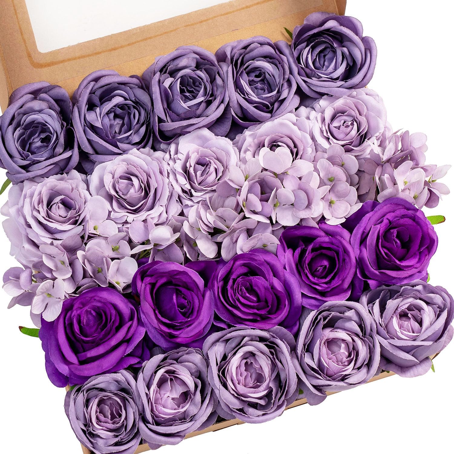 FALSH SALE Set of 6 Boxes Puprle Roses Artificial Flowers for DIY Bridal Bouquet Decoration Table Centerpiece