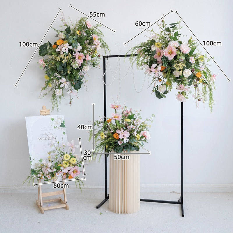 100% handmade, the green pink hanging flower set provides a lifelike appearance and is easy to set up.