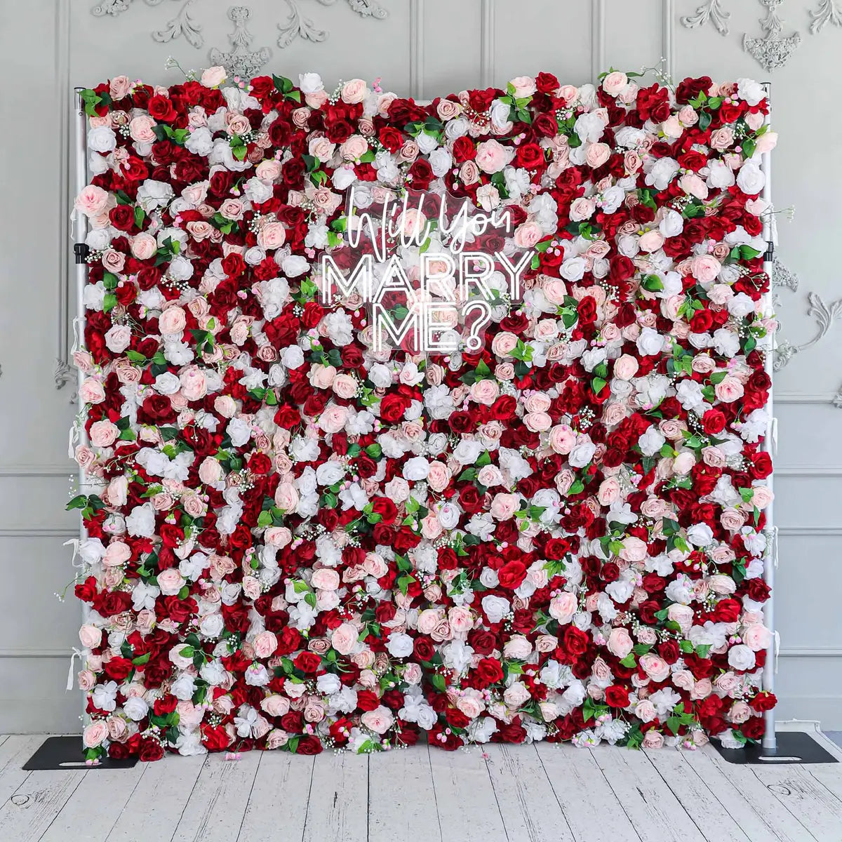 Crafted for realism, the 3D red & white rose flower wall boasts a fabric backing and fade-resistant colors.