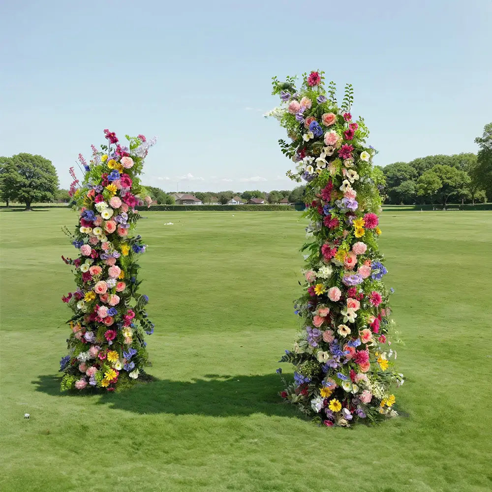 Flower Arch Colorful Flower Pillar For Party Decor Including Frame