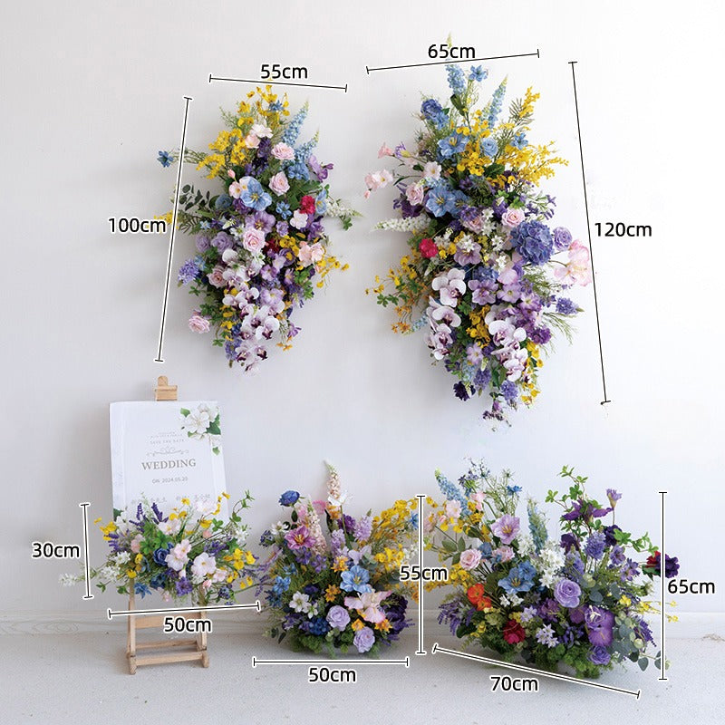 100% handmade, the purple blue hanging flower set provides a lifelike appearance and is easy to set up.