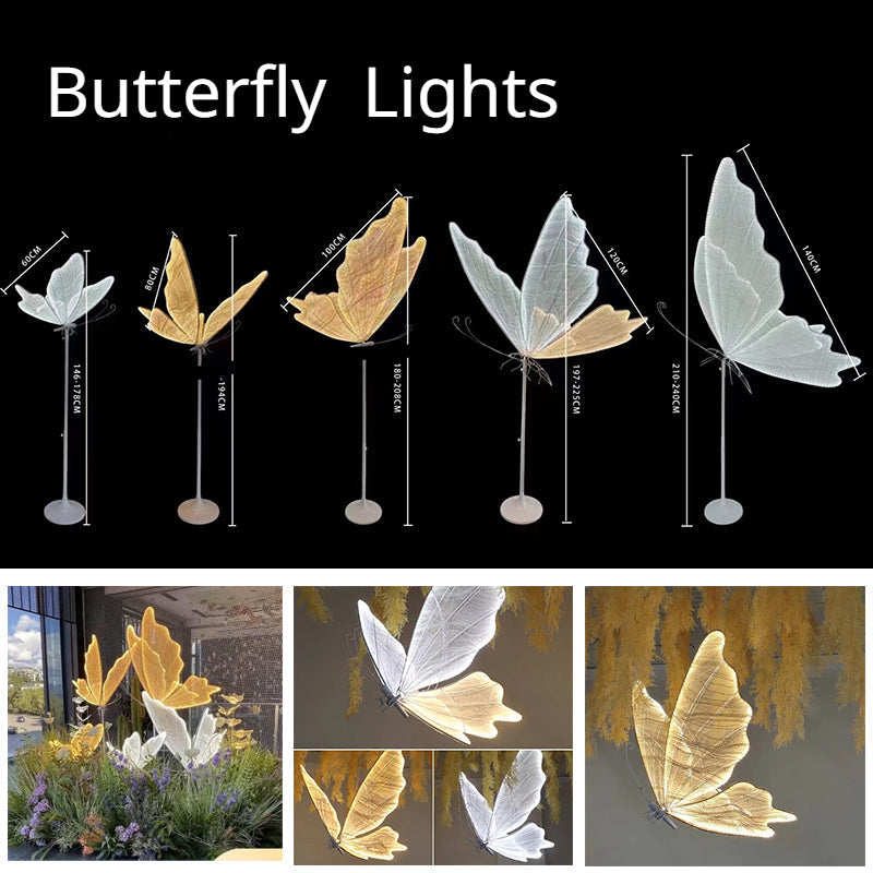 2 Glass Black popular BUTTERFLY LED lamps (2 set)