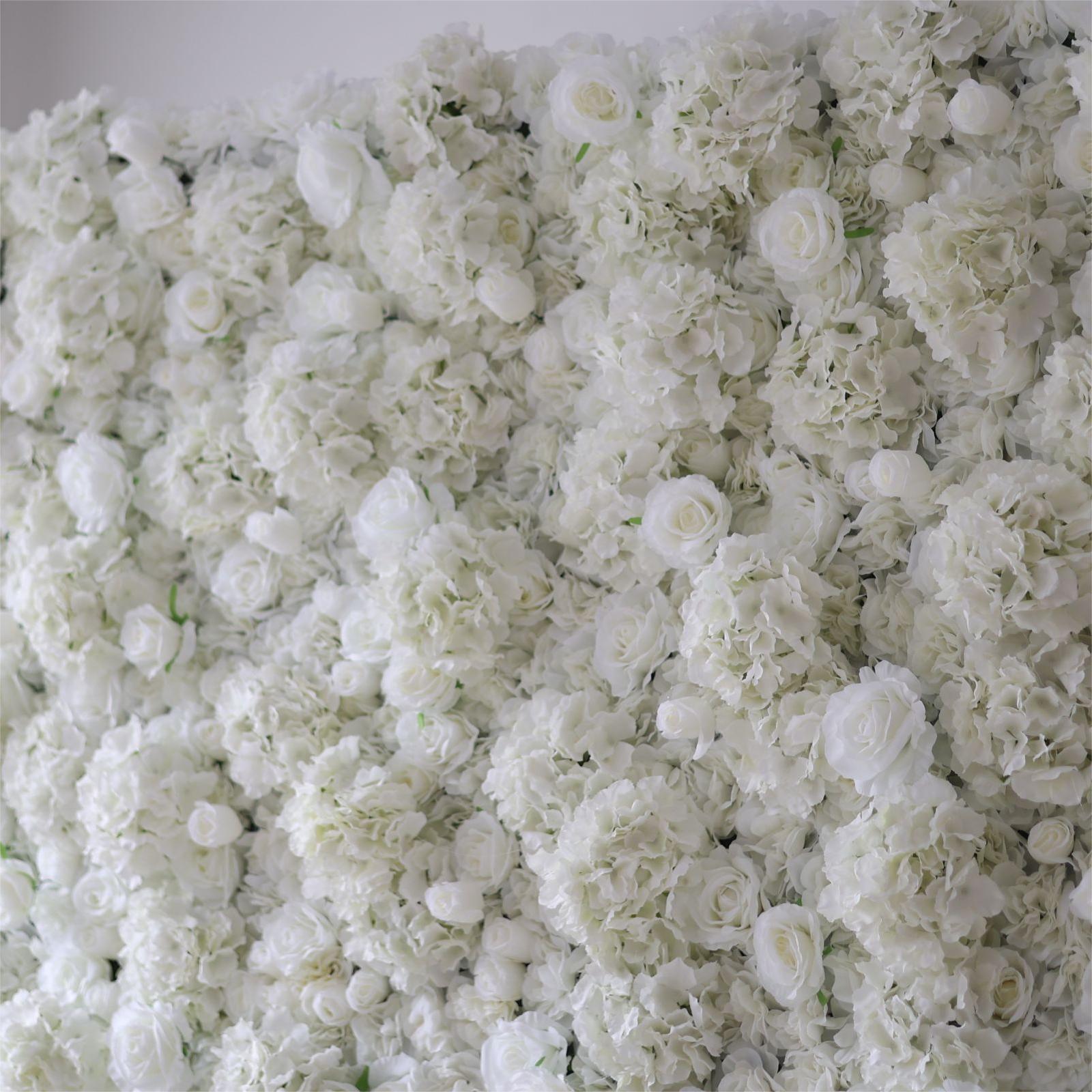 The white hydrangea rose fabric flower wall looks vivid and realistic.