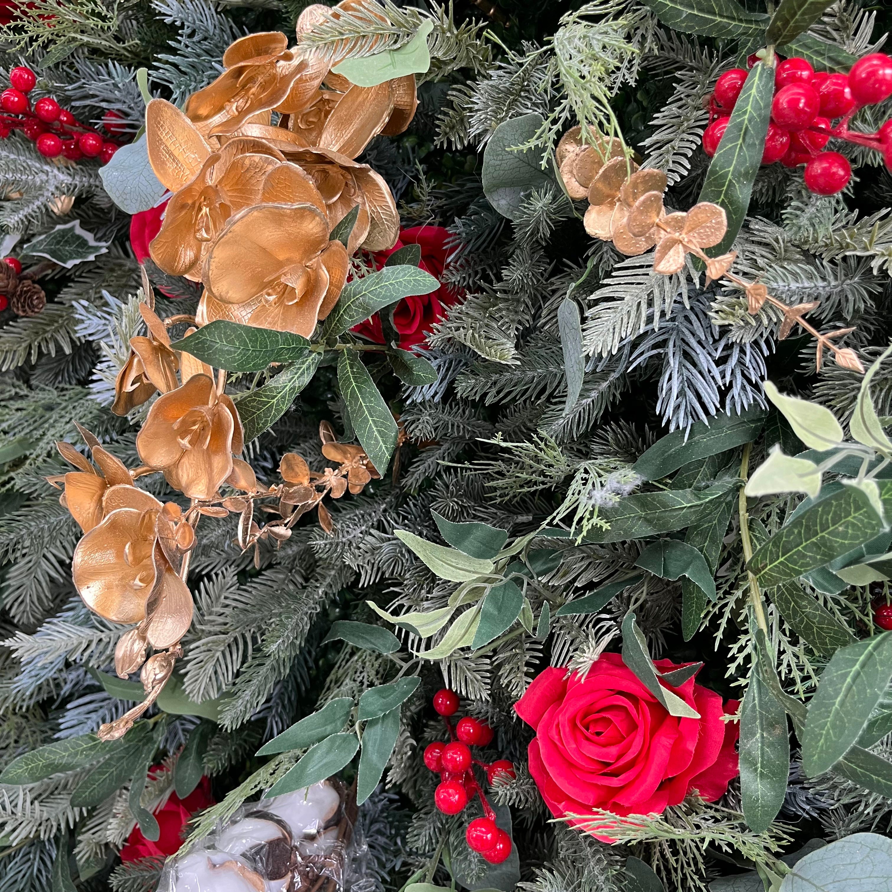 Green Christmas Flower Wall Backdrop