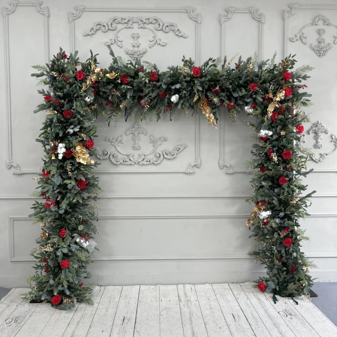 Artificial Fabric Backdrop Christmas Backdrop Square Flower Arch