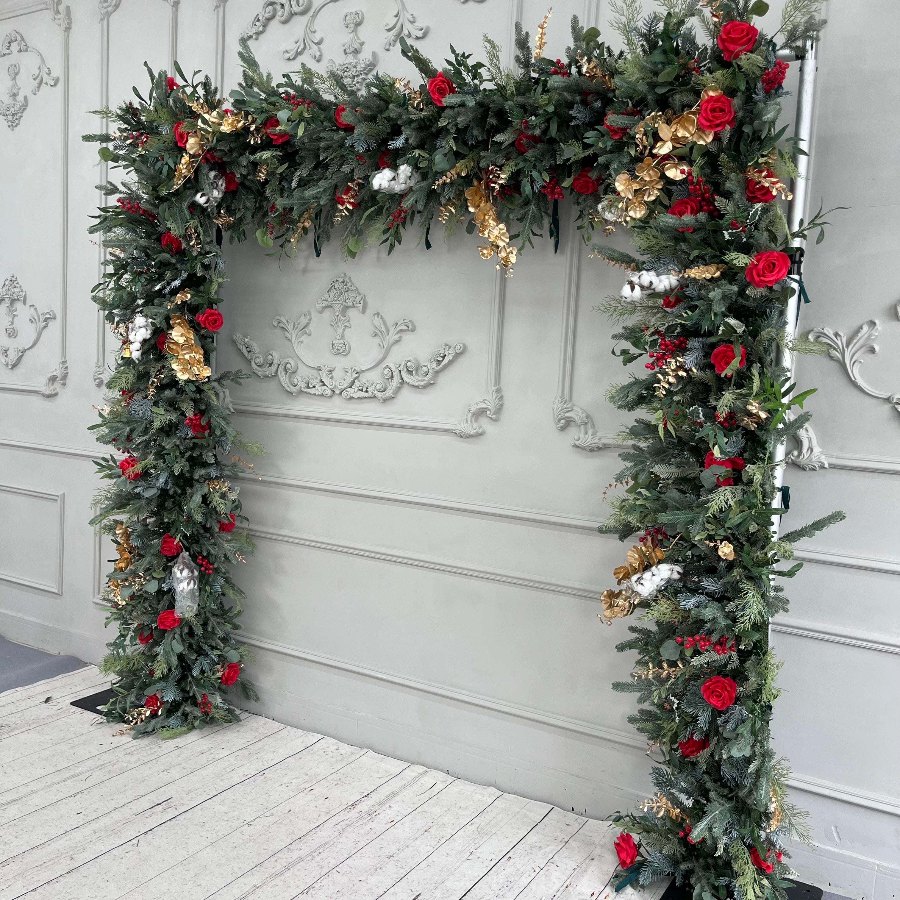 Artificial Fabric Backdrop Christmas Backdrop Square Flower Arch