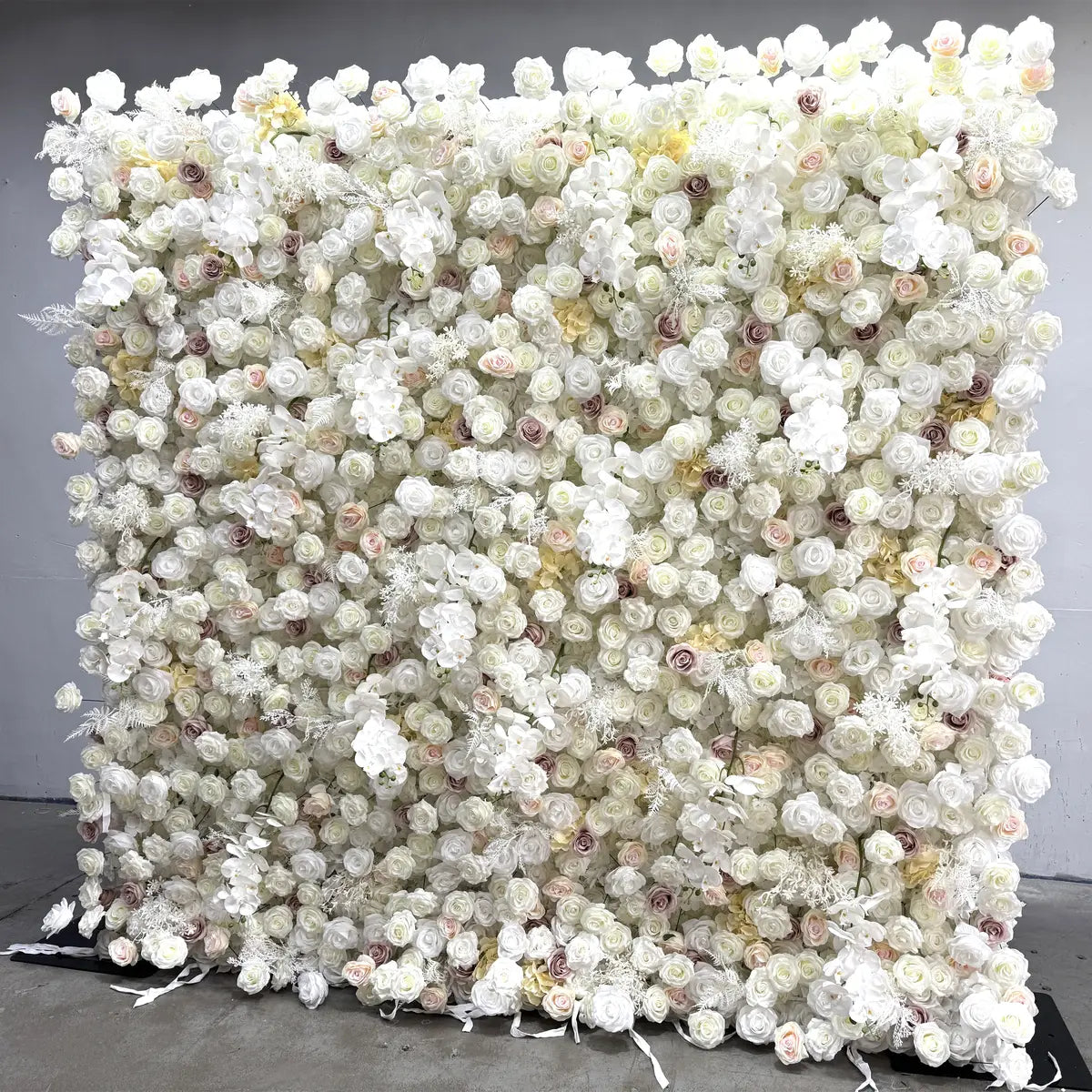 Flower Wall 3D White and Light Pink Rose Fabric Rolling Up Curtain Floral Backdrop Wedding Party Proposal Decor