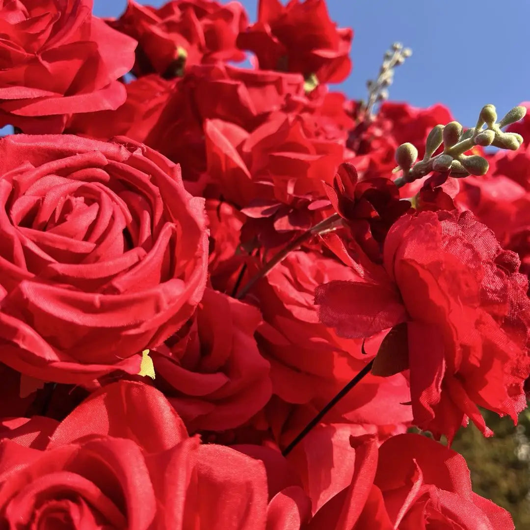 Flower Arch 6.5x6.5ft Red Roses Heart Shaped Floral Set Backdrop for Valentine's Day