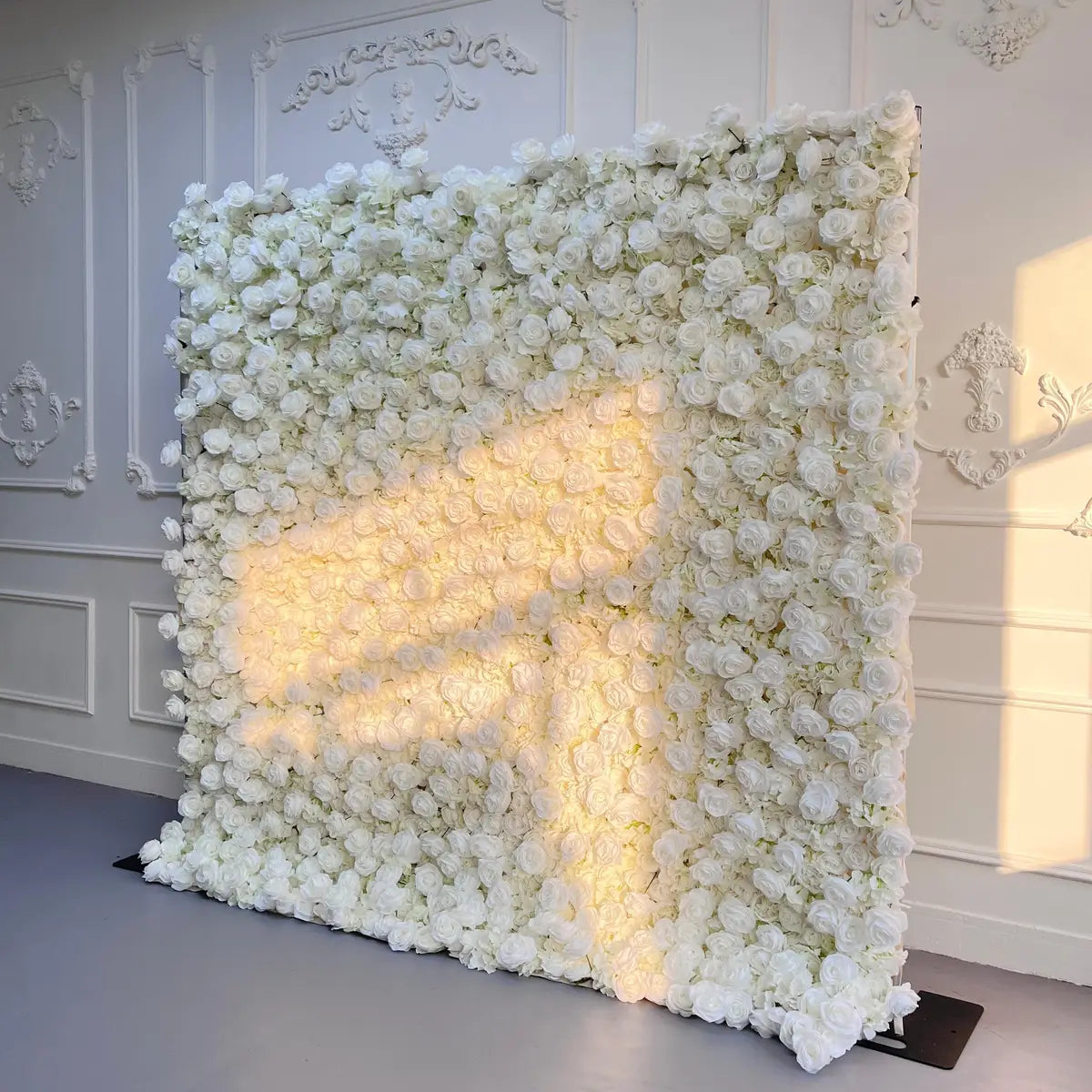 Flower Wall White Rolling Up Curtain Floral Backdrop Party Proposal Wedding Decor