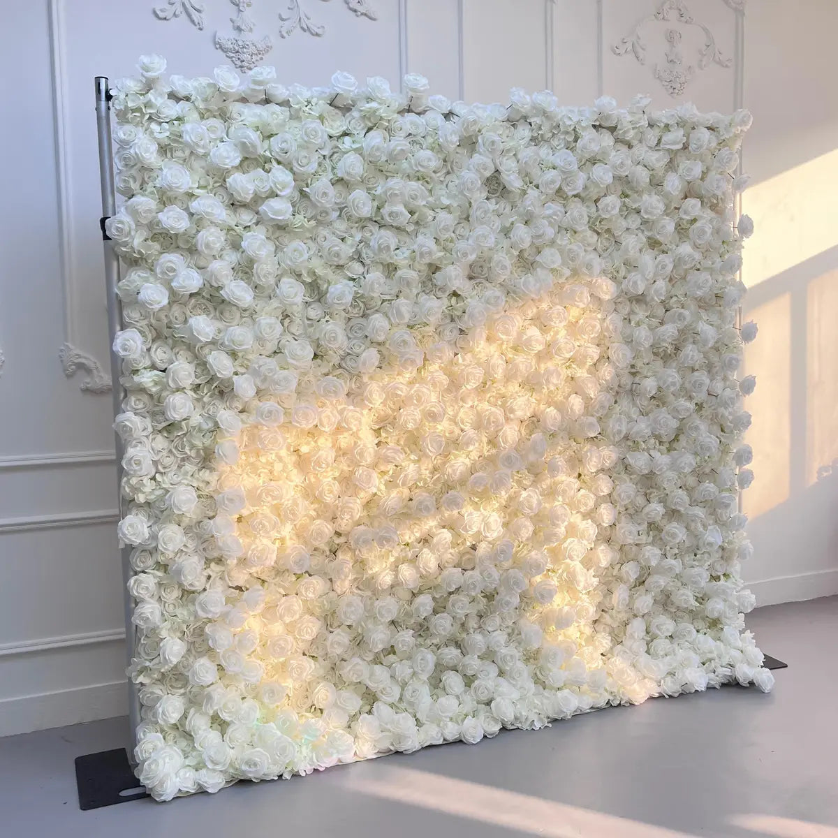 Flower Wall White Rolling Up Curtain Floral Backdrop Party Proposal Wedding Decor