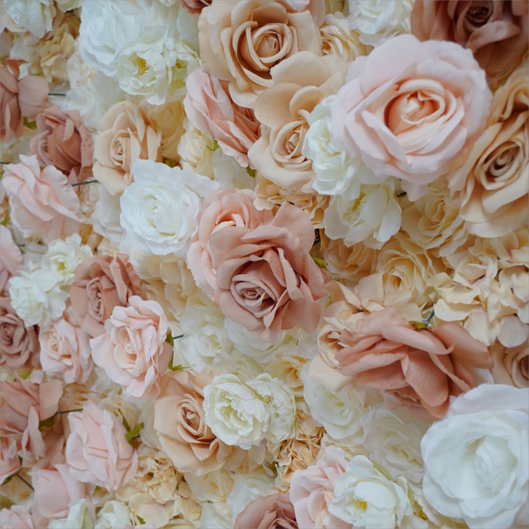 Light pink light coffee roses fabric flower wall looks elegant and noble.