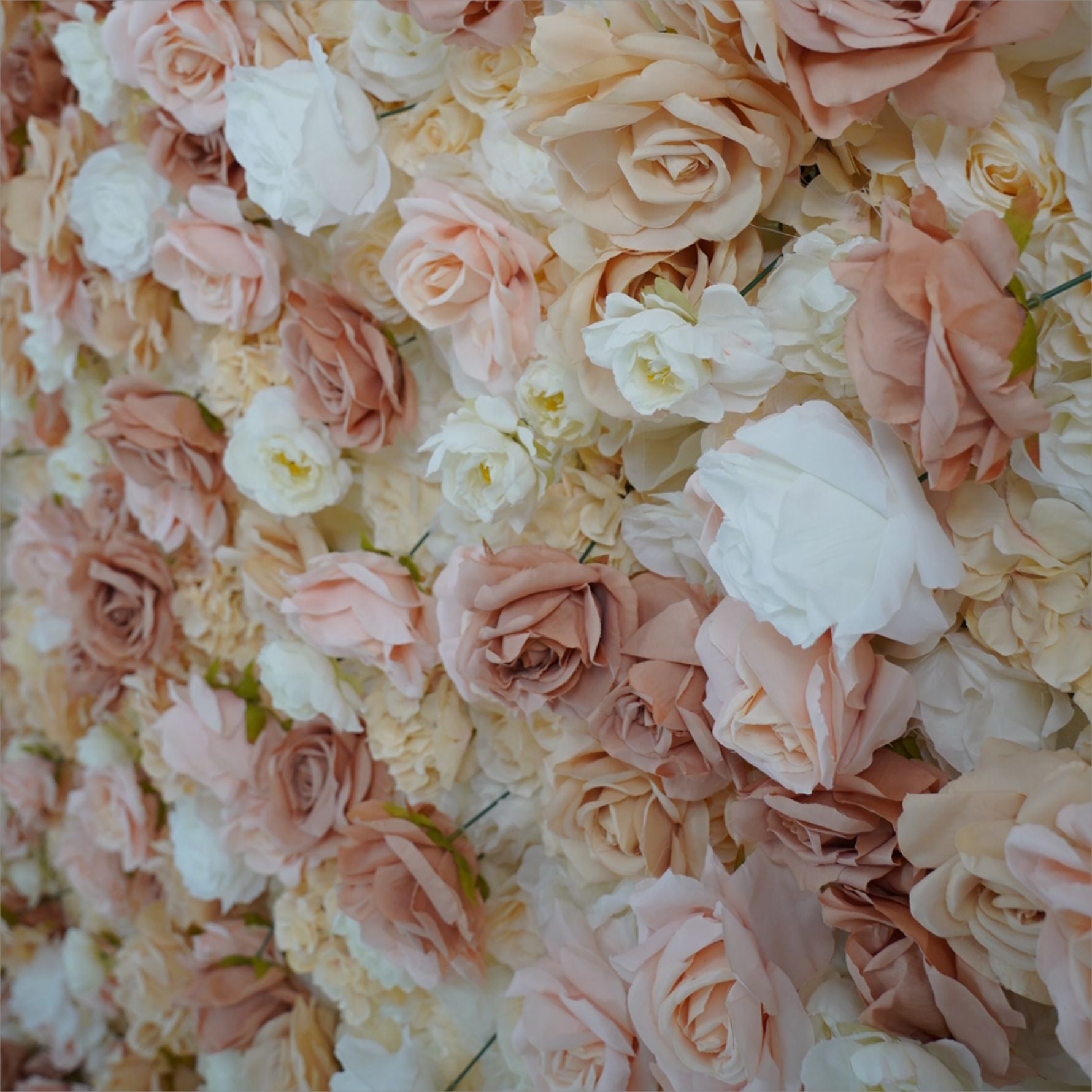 Light pink light coffee roses fabric flower wall looks elegant and noble.