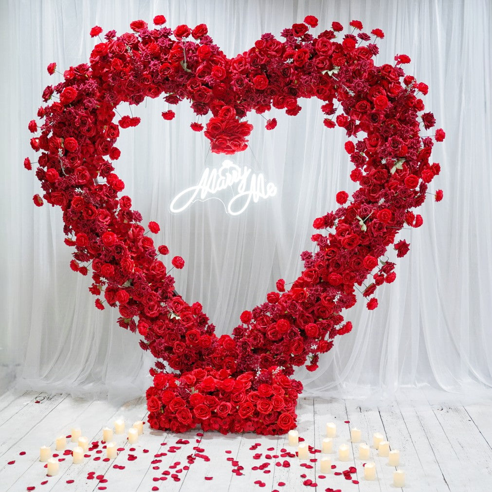 Flower Arch Heart Shaped Roses Proposal Wedding Decor Set - KetieStory