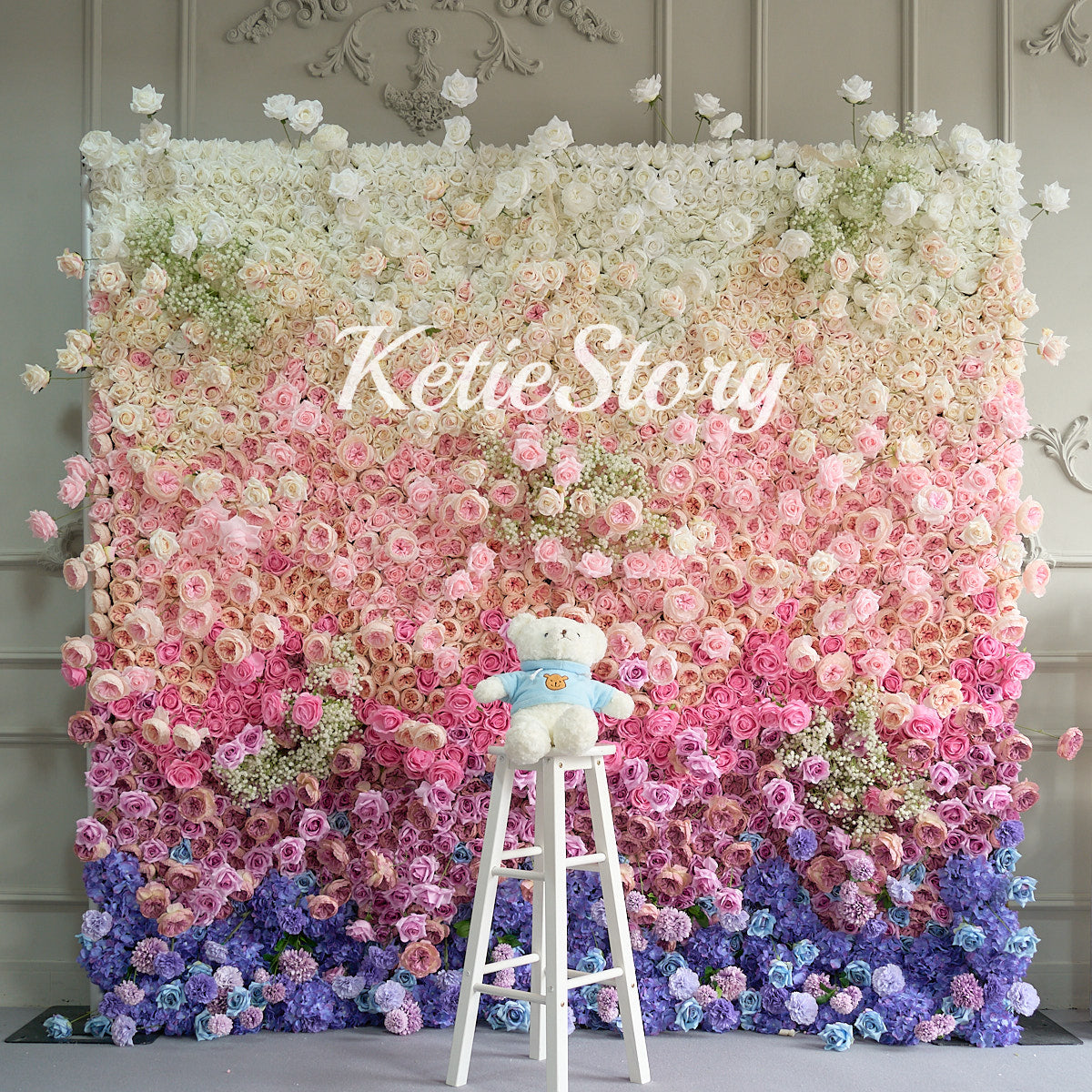 BOGO 8ftx8ft Flower Wall 5D Roll Up Rainbow Fabric Rolling Up Curtain Floral Backdrop Wedding Party Proposal Decor