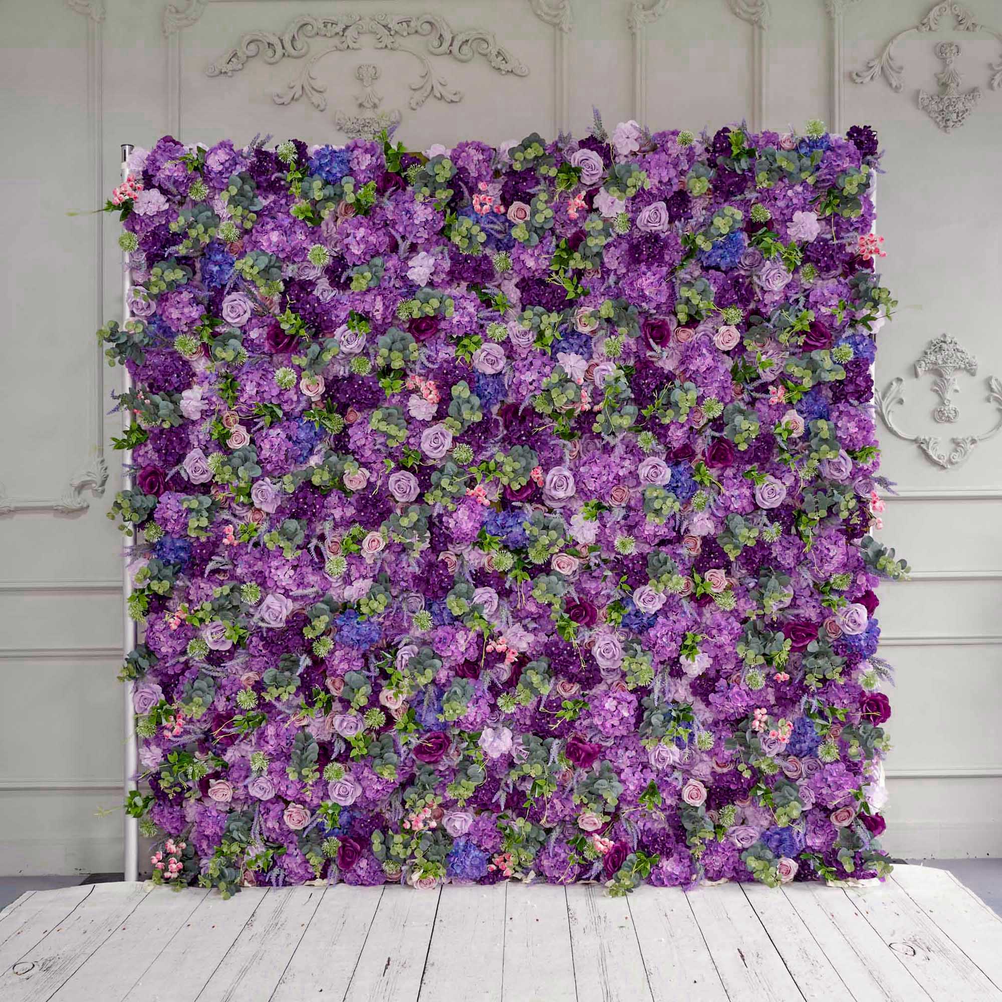 Crafted for realism, purple flower wall boasts a fabric backing and fade-resistant colors.