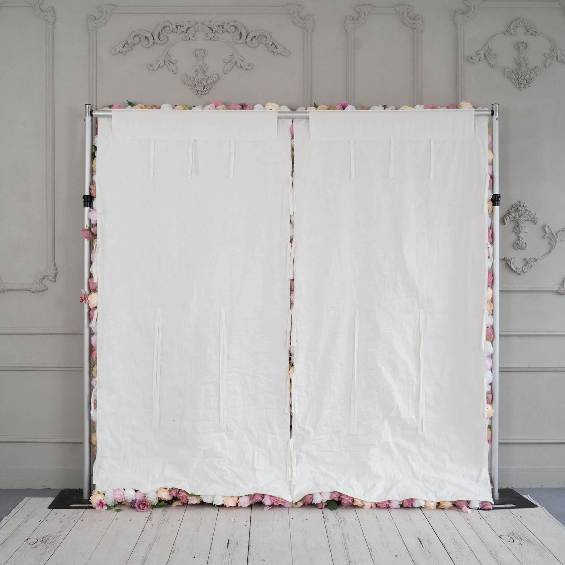 The fabric backing of flower wall