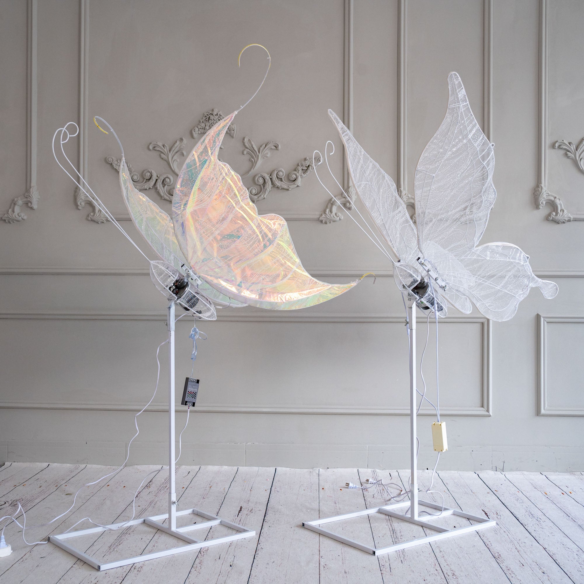 BOGO Set of 2 Colorful White Electric Butterfly Light Party Lights for Event Wedding Decor Props - KetieStory