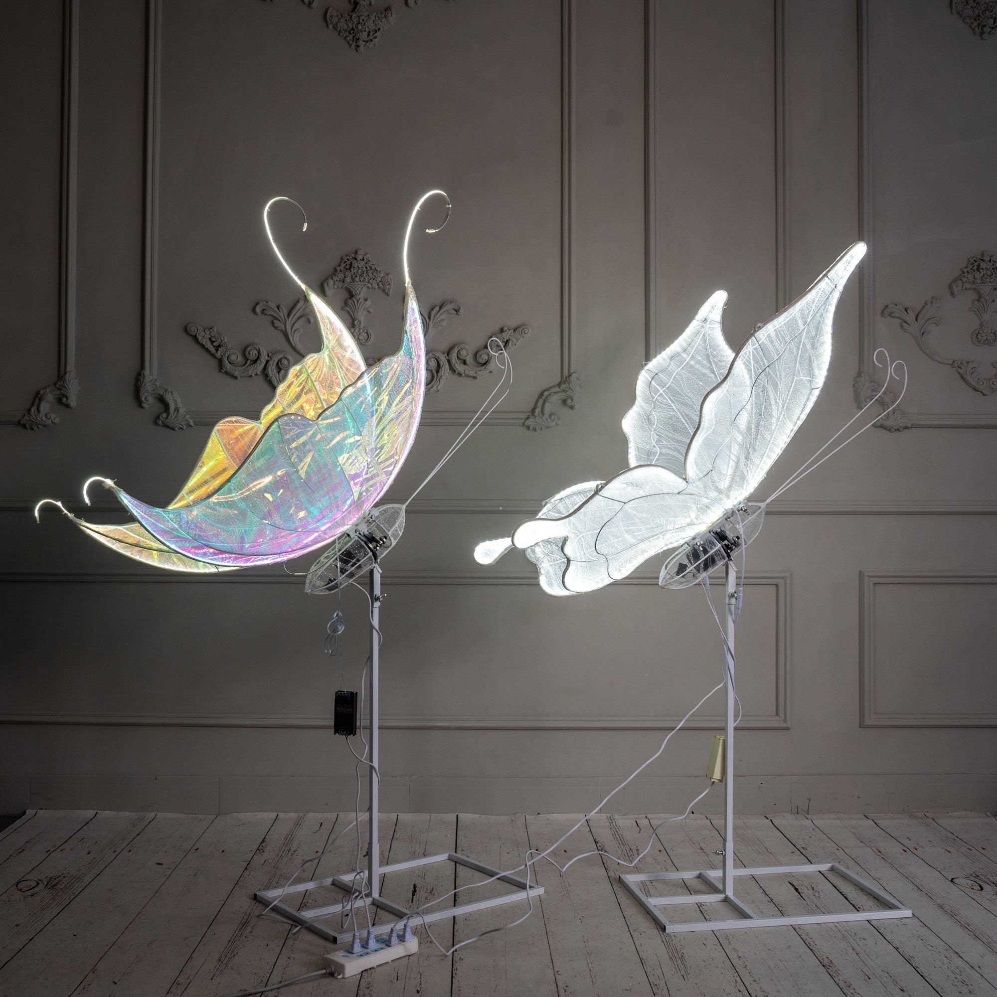 BOGO Set of 2 Colorful White Electric Butterfly Light Party Lights for Event Wedding Decor Props - KetieStory