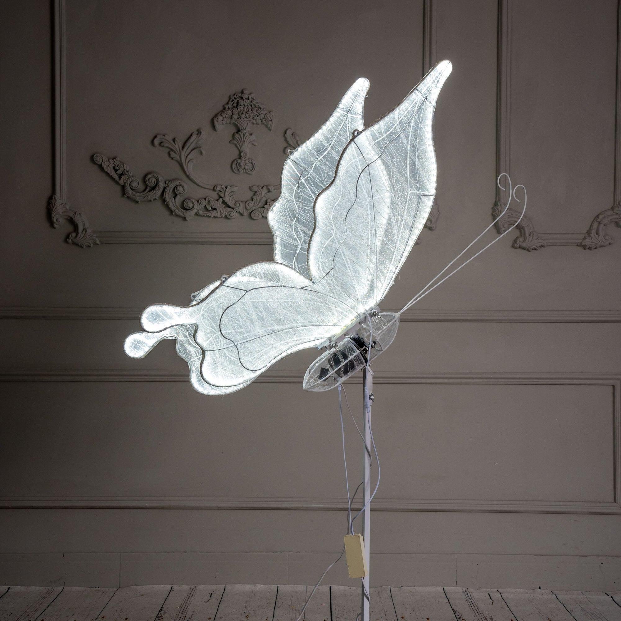 Set of 2 White Electric Butterfly Light Party Lights for Event Wedding Decor Props - KetieStory