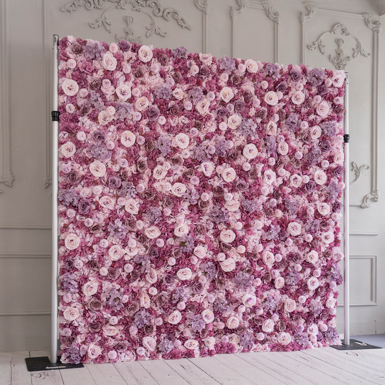 Fade-resistant and realistic, the lotus root pink flower wall side view features a fabric backing.