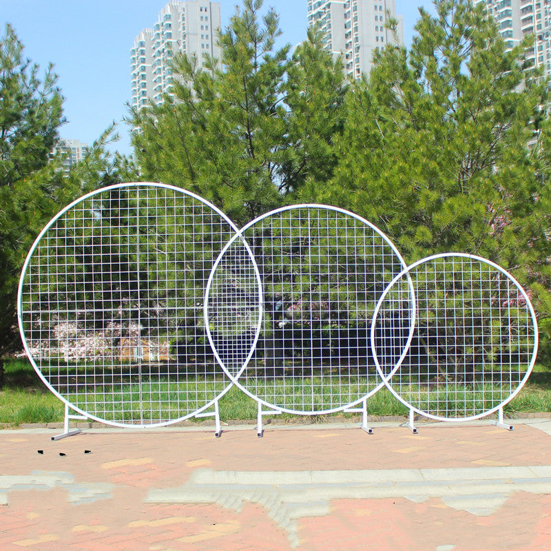 Round Stand Frames Grid Single Pole Round Door Outdoor Lawn Wedding Flower Gate - KetieStory