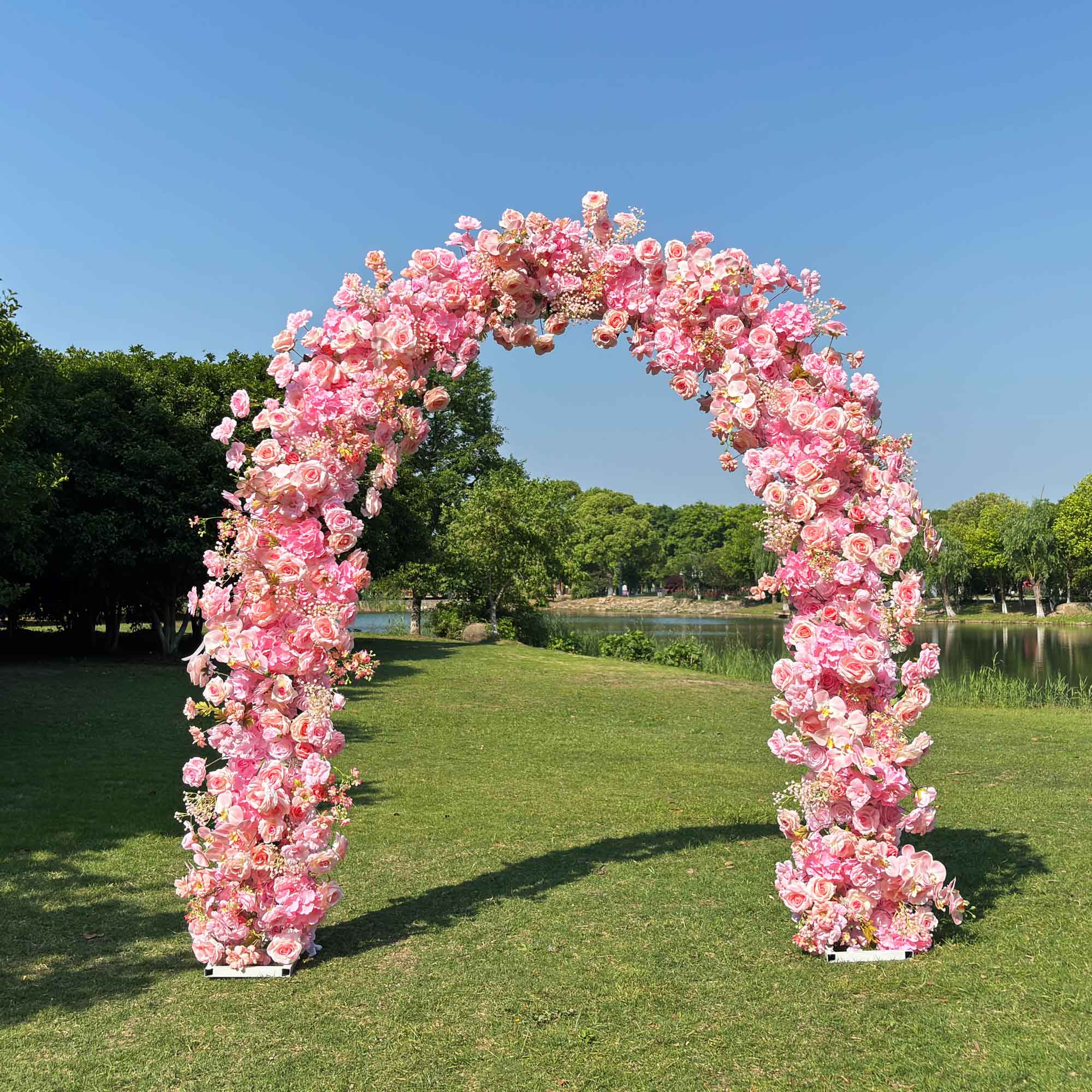 BOGO Flower Arch 6.5x8ft Pink Roses Florals Set Fabric Backdrop Flower Wall Proposal Wedding Party Decor - KetieStory