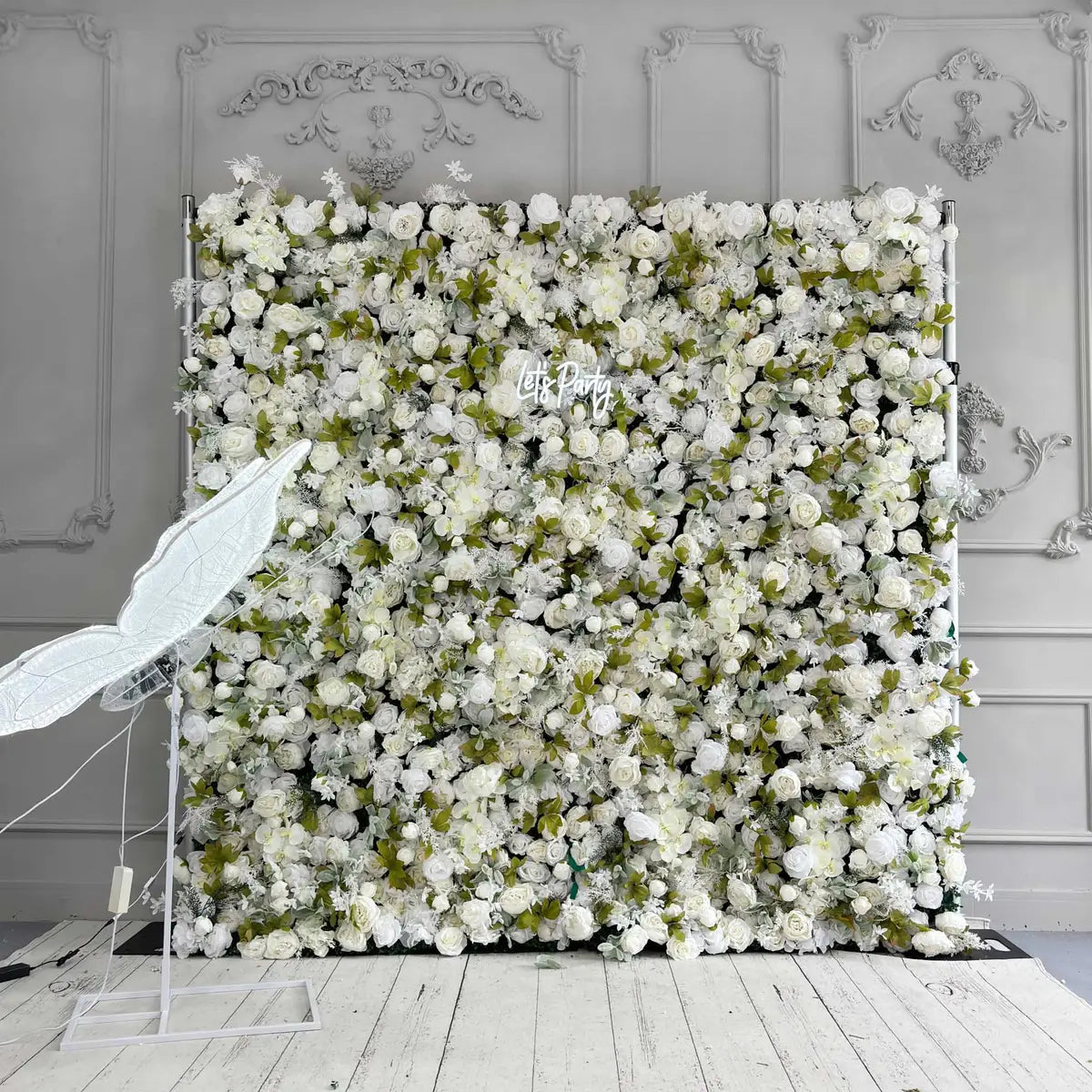 RTS Flower Wall 3D White Peony Fabric Rolling Up Curtain Floral Backdrop Wedding Party Proposal Decor