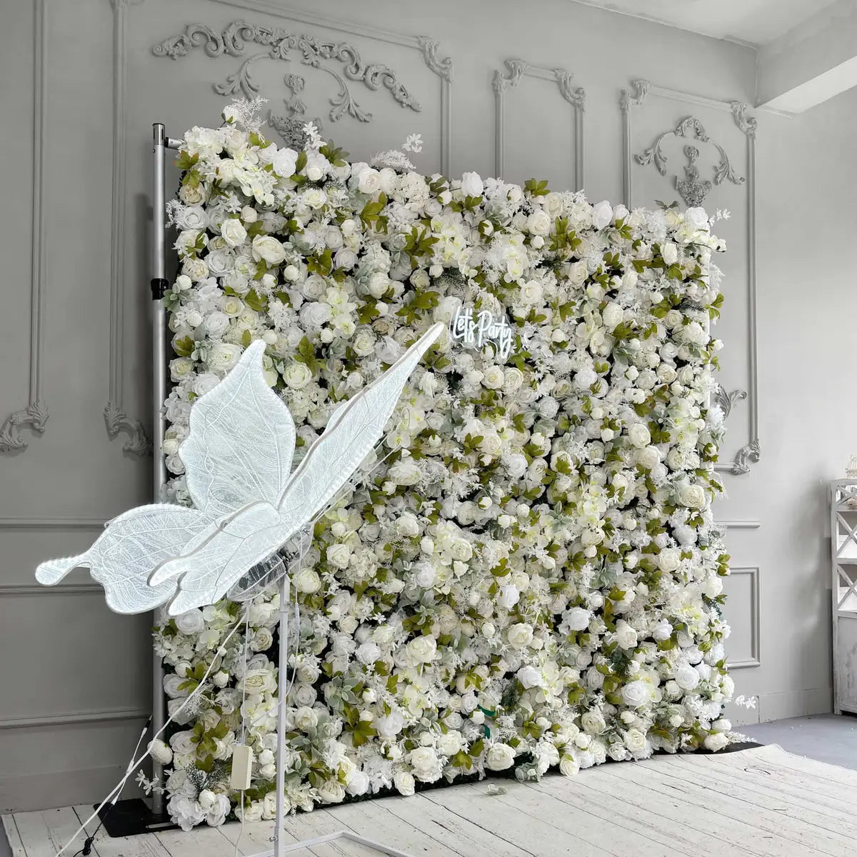 RTS Flower Wall 3D White Peony Fabric Rolling Up Curtain Floral Backdrop Wedding Party Proposal Decor