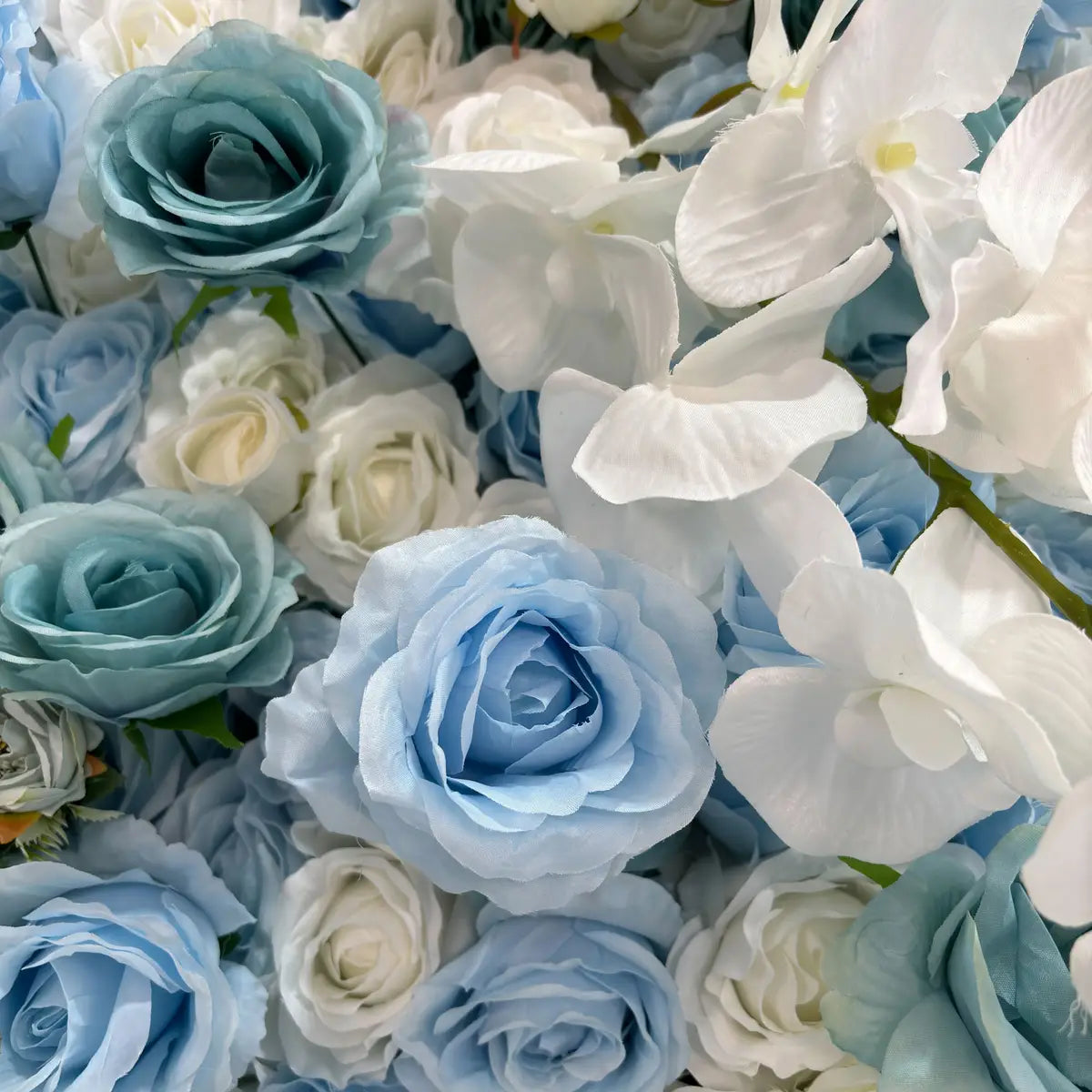 RTS Flower Wall 3D Blue White Rose Fabric Rolling Up Curtain Floral Backdrop Wedding Party Proposal Decor