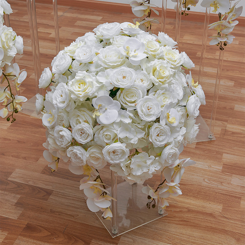 Table Flowers White Phalaenopsis Rose Flower Ball Wedding Decoration - KetieStory
