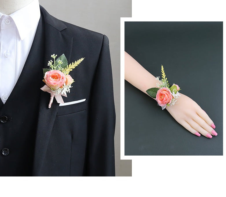 Wrist Flower Corsages Champagne White Series for Wedding Party Proposal Decor - KetieStory