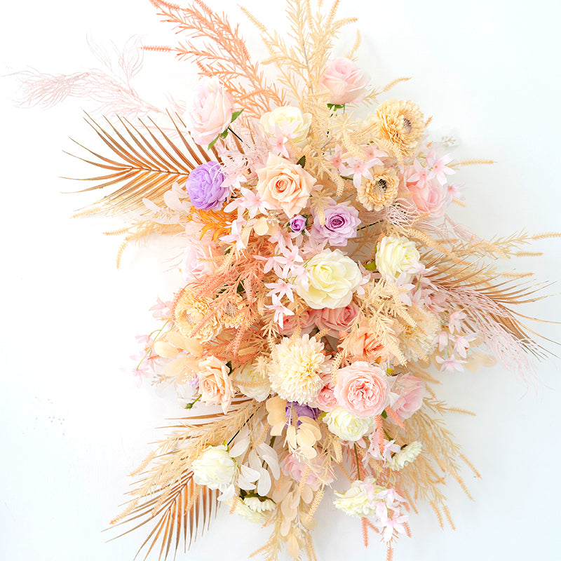 Golden Pink Wall Hanging Flower Arrangement for Wedding Party Decor Proposal - KetieStory