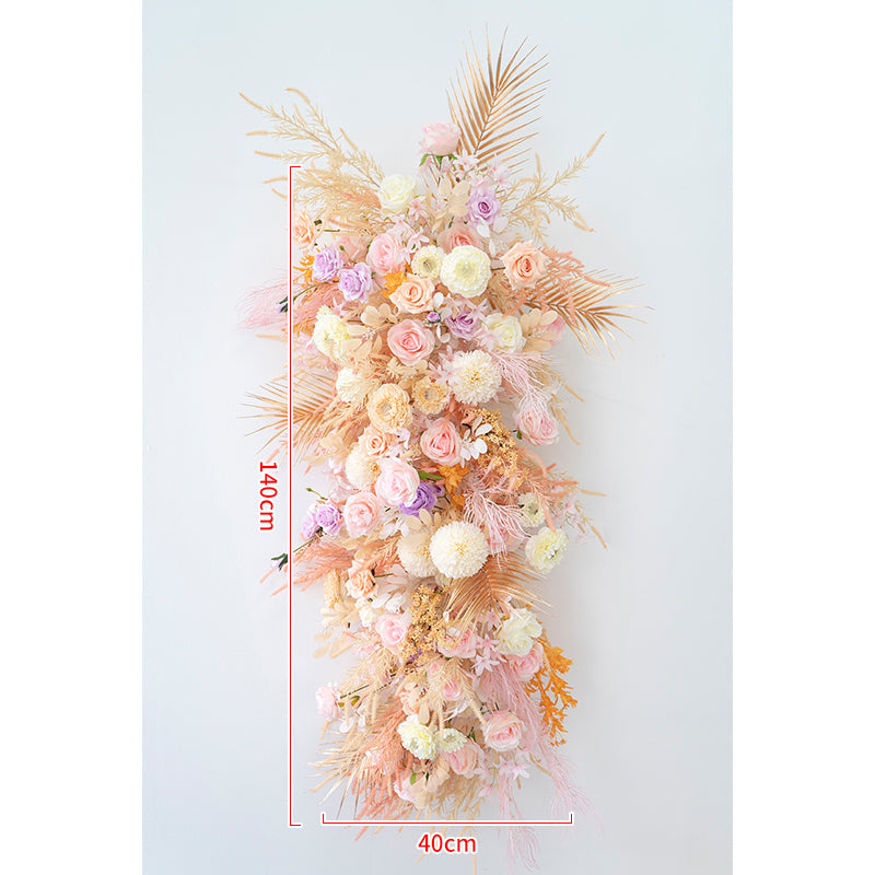 Golden Pink Wall Hanging Flower Arrangement for Wedding Party Decor Proposal - KetieStory