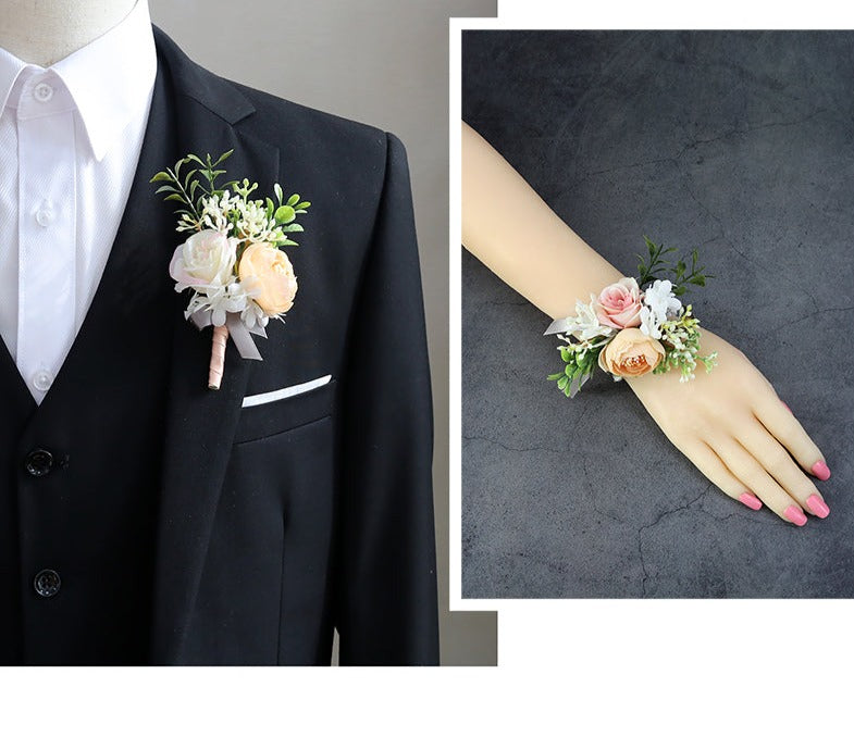 Wrist Flower Corsages Champagne White Series for Wedding Party Proposal Decor - KetieStory