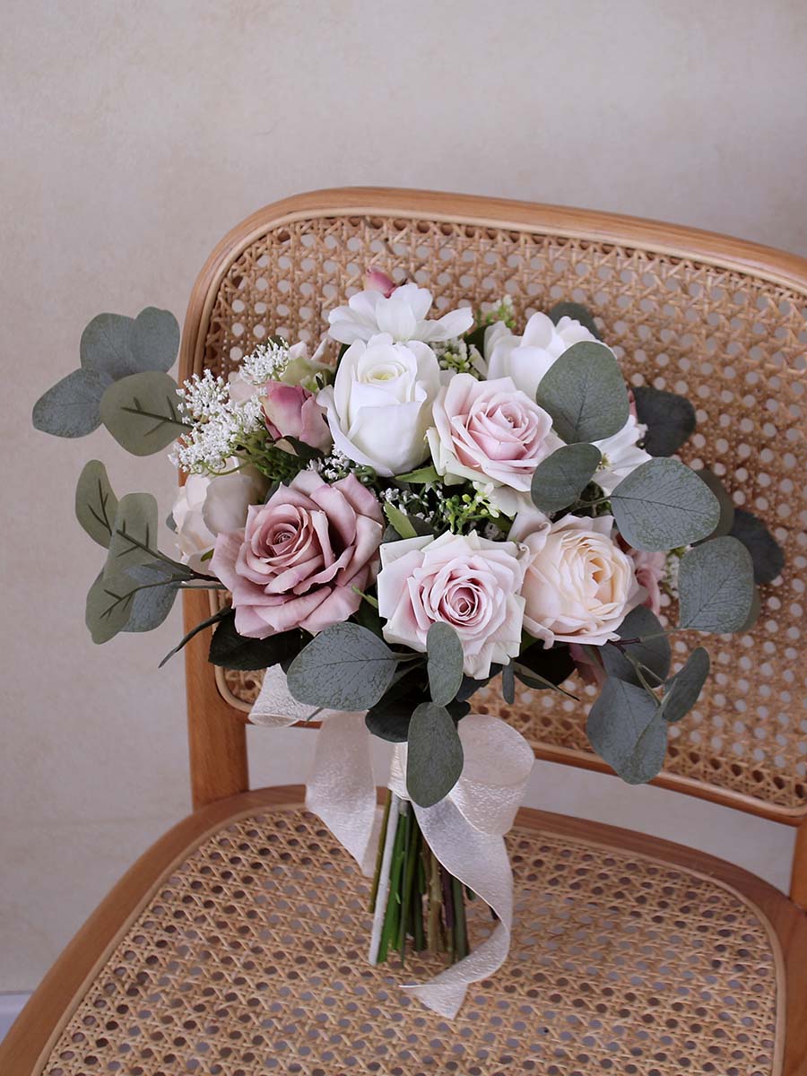 Bride Bride Bouquet White Dusty Roses for Wedding Party Proposal - KetieStory