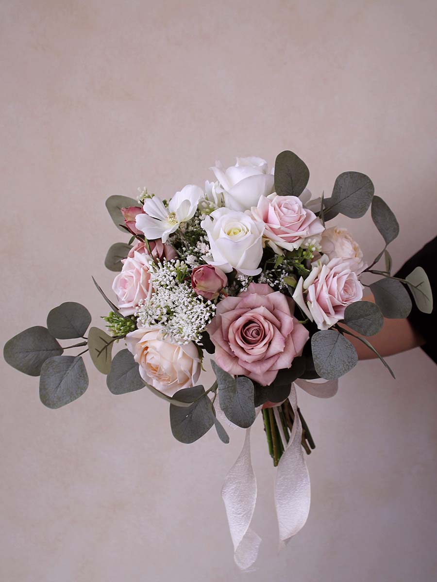 Bride Bride Bouquet White Dusty Roses for Wedding Party Proposal - KetieStory