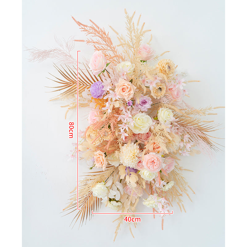 Golden Pink Wall Hanging Flower Arrangement for Wedding Party Decor Proposal - KetieStory