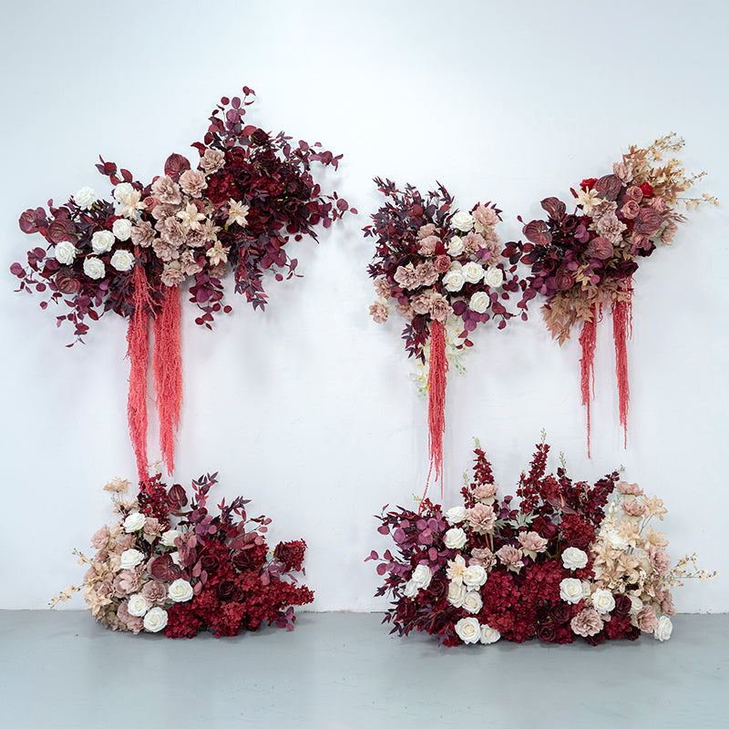 Dark Claret Wall Hanging Flower Set for Wedding Party Decor Proposal - KetieStory