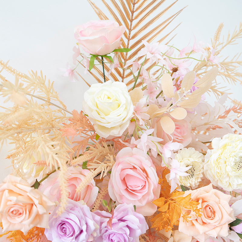 Golden Pink Wall Hanging Flower Arrangement for Wedding Party Decor Proposal - KetieStory