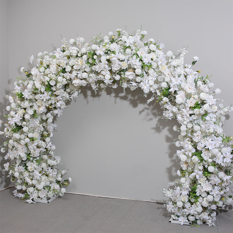 Flower Arch White Florals Backdrop Proposal Wedding Party Decor - KetieStory