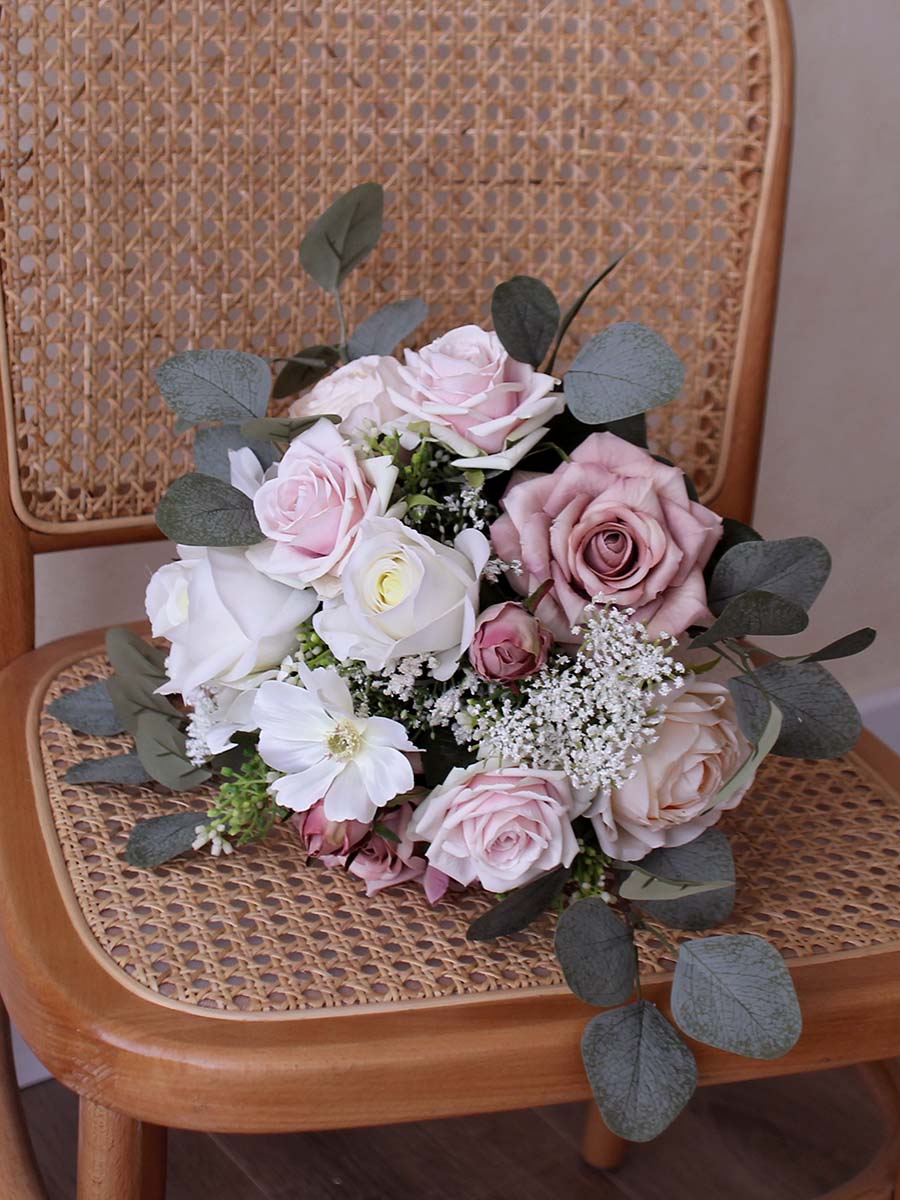 Bride Bride Bouquet White Dusty Roses for Wedding Party Proposal - KetieStory