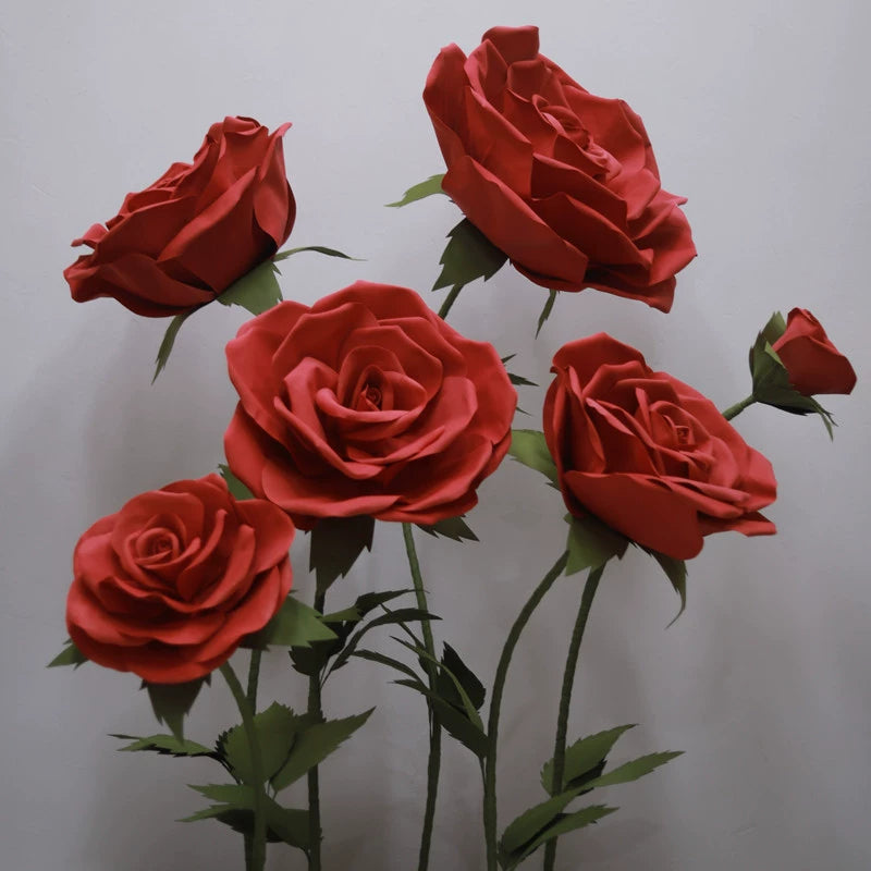 Giant Flowers Red Rose Foam EVA Handmade Big Florals for Party Wedding Decor - KetieStory