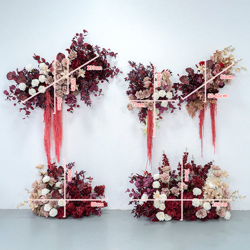 Dark Claret Wall Hanging Flower Set for Wedding Party Decor Proposal - KetieStory