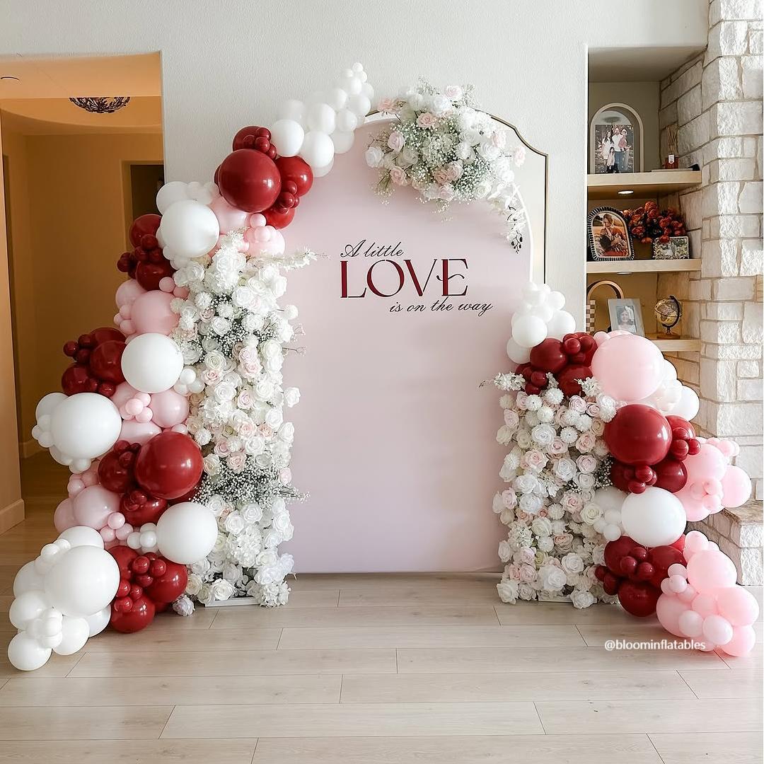 Flower Arch White Champagne Roses Artificial Florals Backdrop Event Proposal Wedding Decoration