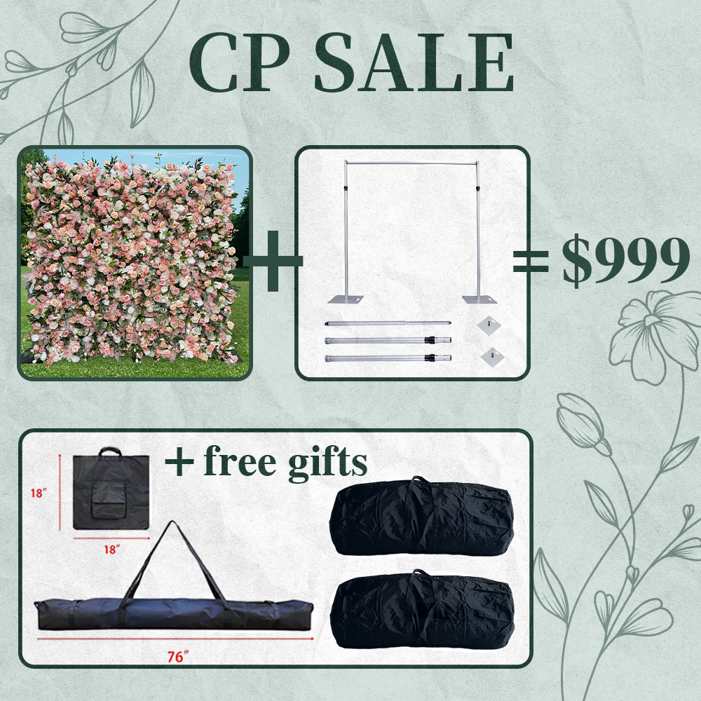 CP SALE 5D Pink Roses Flower Wall with Stand and Two Free Gifts