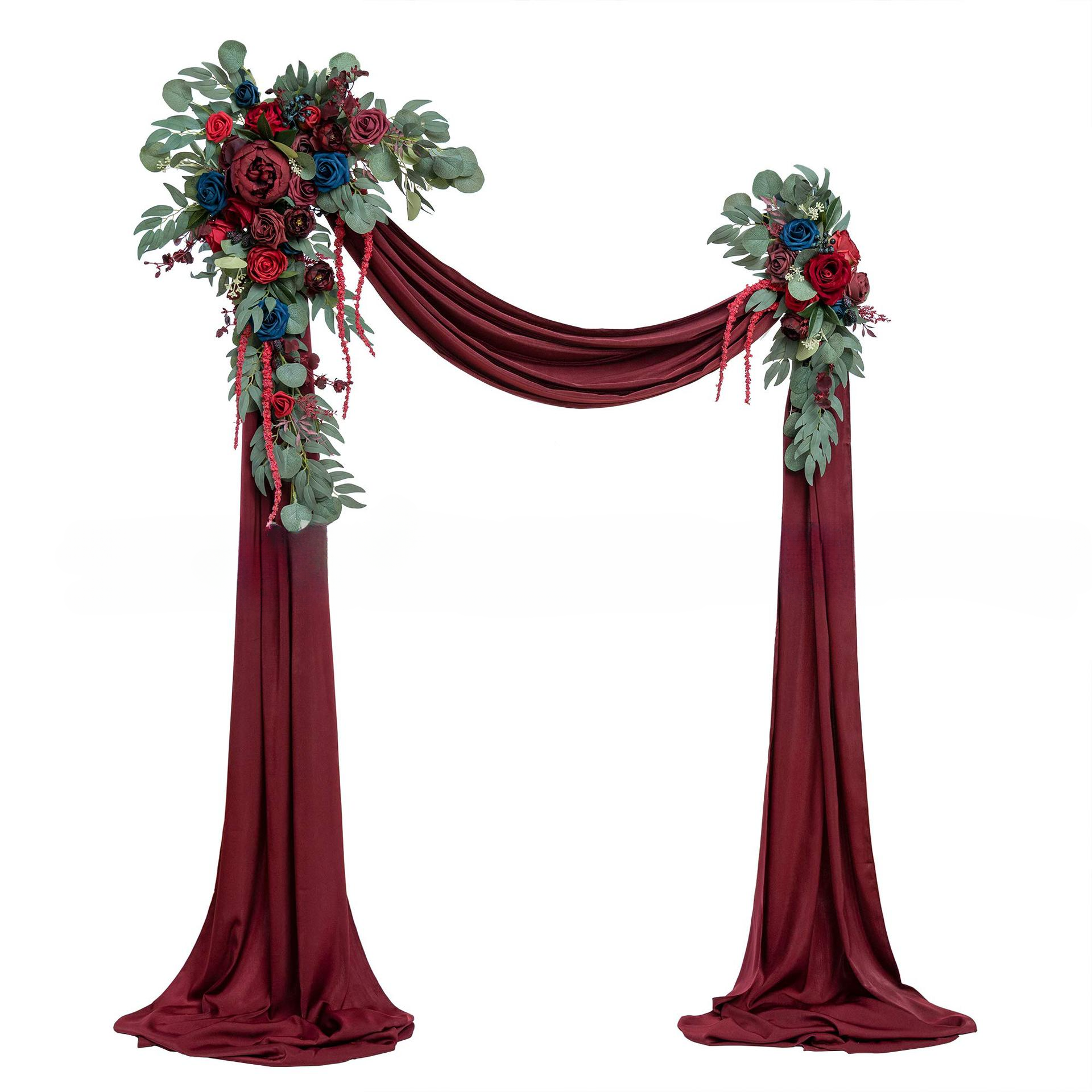 Artificial Flower Chiffon Valance Yarn Three-Piece Set For Wedding Decoration Backdrop - KetieStory
