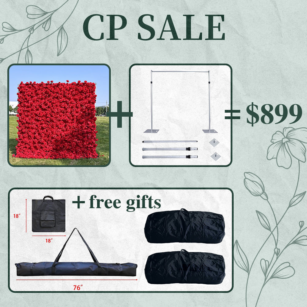 CP SALE Red Roses Artificial Flower Wall with Stand and Two Free Gifts